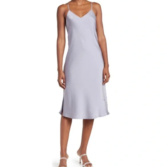 Sam Edelman | Dresses | Sam Edelman Satin Vneck Smoke Gray Cami Dress Size  4 Nwt | Poshmark